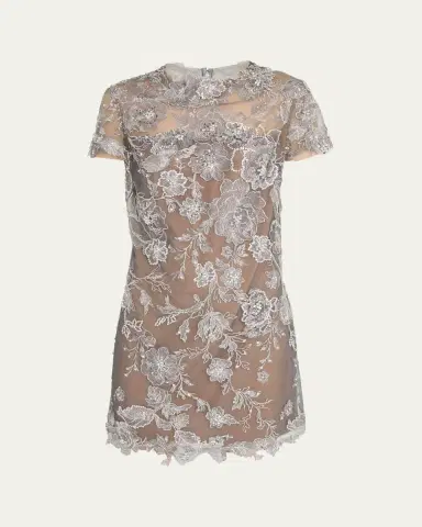 MARCHESA Floral-Embroidered Tulle Shift Mini Dress | Thumbnail 5 MARCHESA Floral-Embroidered Tulle Shift Mini Dress | Thumbnail 5