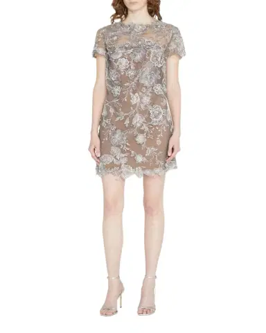 MARCHESA Floral-Embroidered Tulle Shift Mini Dress | Thumbnail 1 MARCHESA Floral-Embroidered Tulle Shift Mini Dress | Thumbnail 1