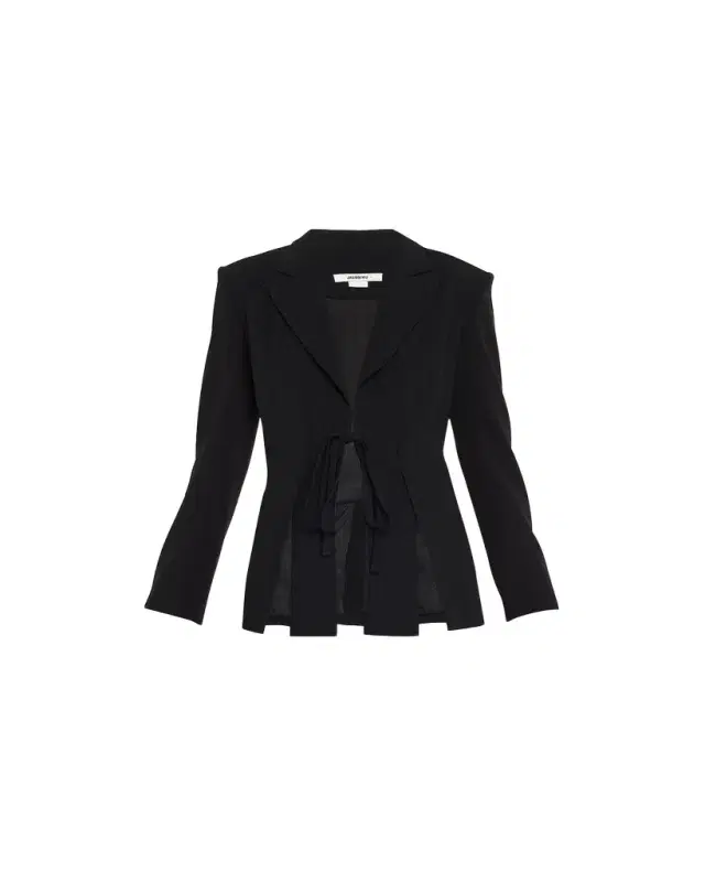 Tie-Front Peak-Lapel Blazer