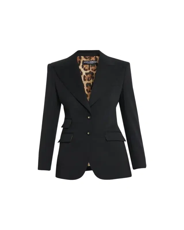 Wool Blazer Jacket w/ Button Detail