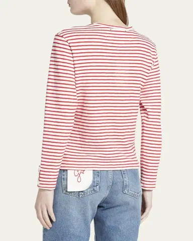 Golden Goose Striped Long-Sleeve T-Shirt w/ Embroidery | Thumbnail 3