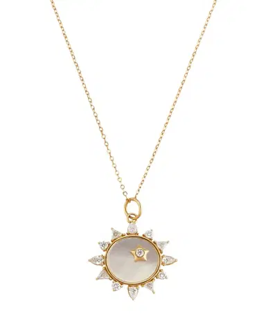MONICA RICH KOSANN Mother of Pearl Diamond "Happiness" Sun Charm Necklace | Thumbnail 1 MONICA RICH KOSANN Mother of Pearl Diamond "Happiness" Sun Charm Necklace | Thumbnail 1
