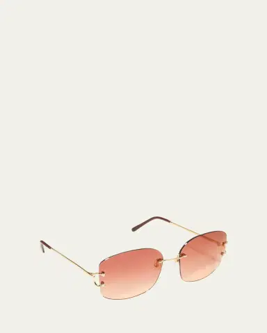 Cartier Rimless Round Metal & Acetate Sunglasses | Thumbnail 2