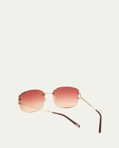 Cartier Rimless Round Metal & Acetate Sunglasses | Thumbnail 3