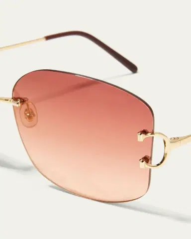 Cartier Rimless Round Metal & Acetate Sunglasses | Thumbnail 4