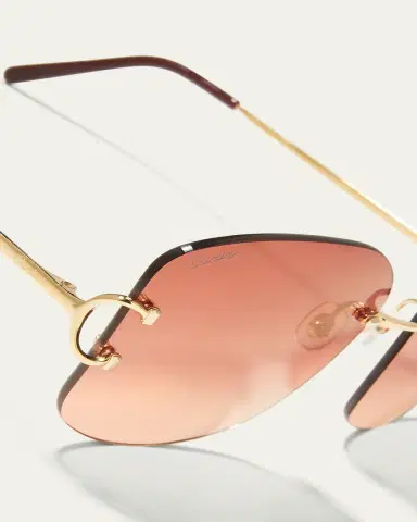 Cartier Rimless Round Metal & Acetate Sunglasses | Thumbnail 5