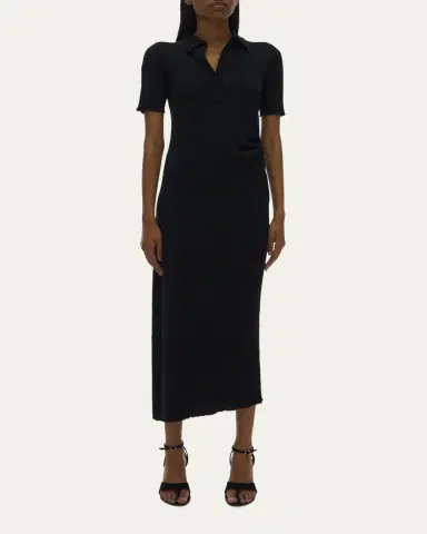 Helmut Lang Ribbed Knit Polo Midi Dress | Thumbnail 2 Helmut Lang Ribbed Knit Polo Midi Dress | Thumbnail 2