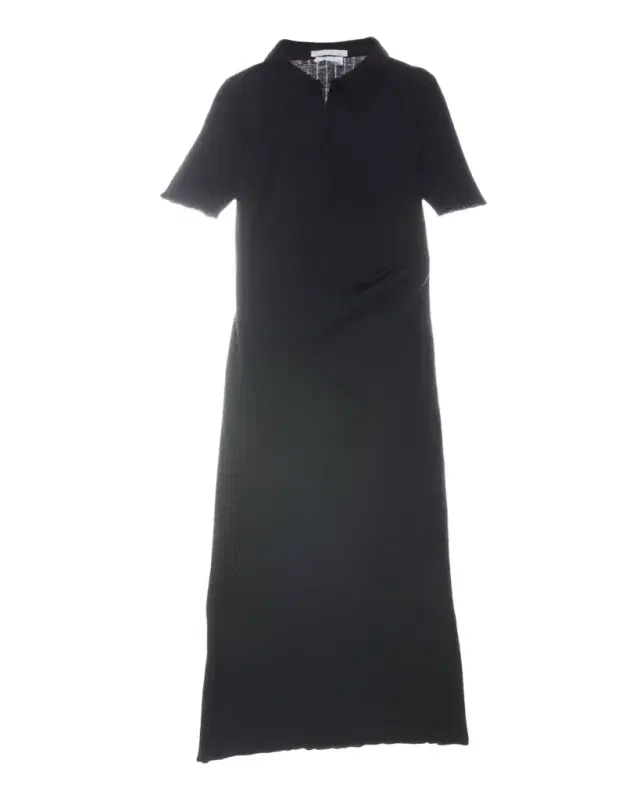 Ribbed Knit Polo Midi Dress