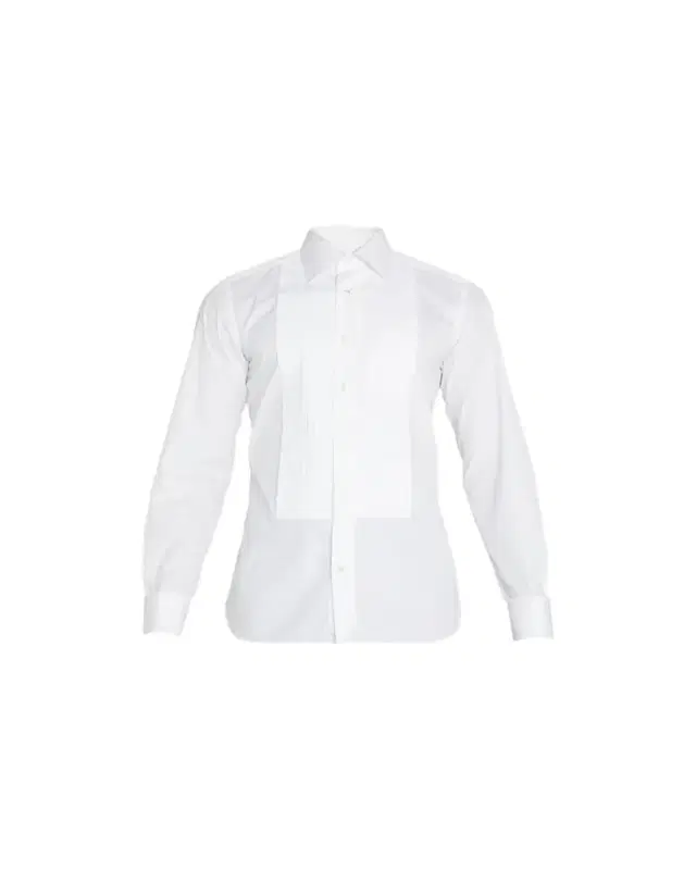 TOM FORD Men's Pleated Bib-Front Cotton Dress Shirt