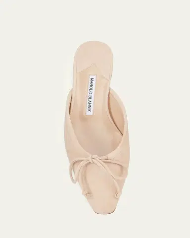 Manolo Blahnik Ballerimu Suede Bow Ballerina Flat Mules | Thumbnail 3