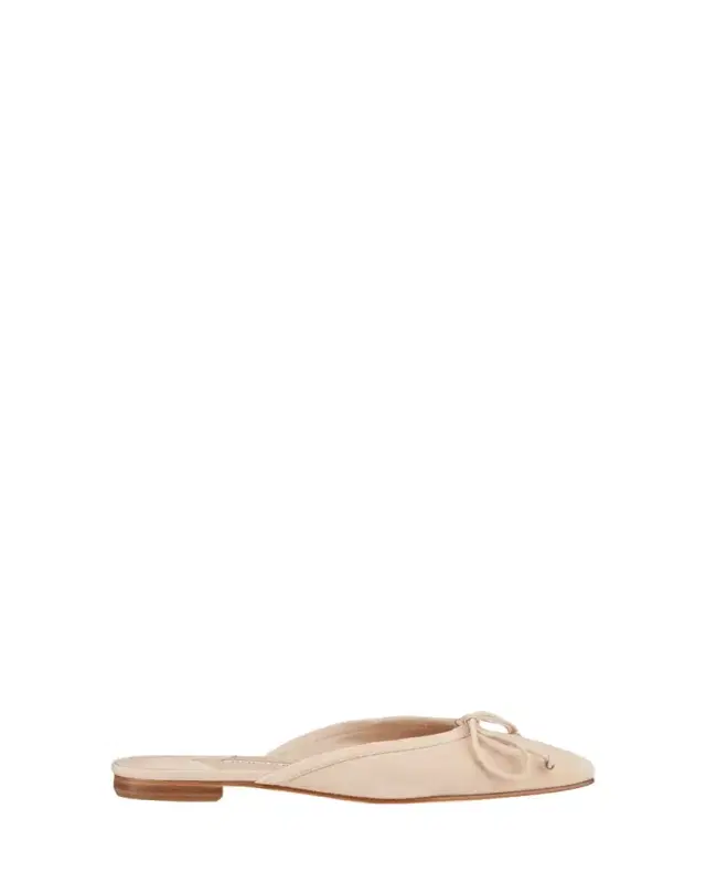 Manolo Blahnik Ballerimu Suede Bow Ballerina Flat Mules