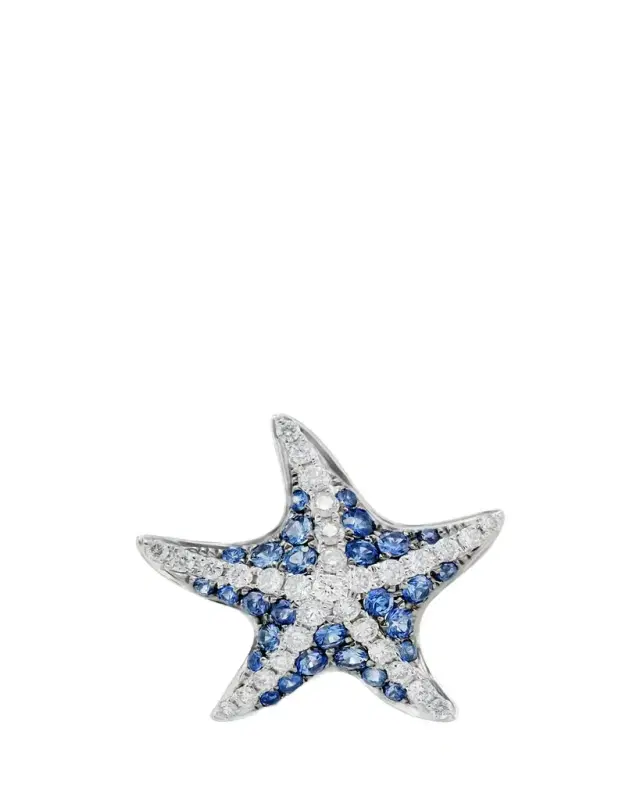 Mio Harutaka 18k White Gold Sea Star Single Earring With Blue Sapphire