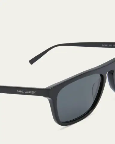 Saint Laurent Men's Slim Acetate Aviator Sunglasses with Logo | Thumbnail 3 Saint Laurent Men's Slim Acetate Aviator Sunglasses with Logo | Thumbnail 3