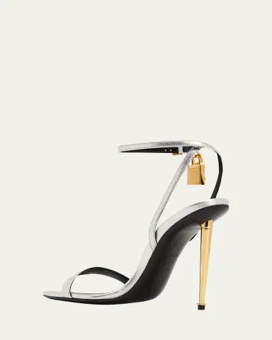 Tom Ford Lock Metallic Stiletto Sandals | Thumbnail 4 Tom Ford Lock Metallic Stiletto Sandals | Thumbnail 4