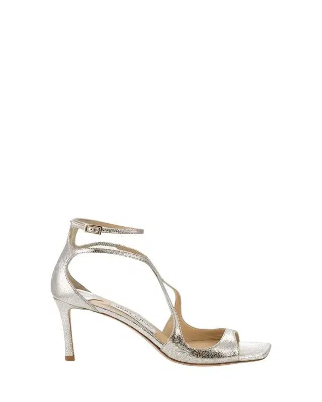 Jimmy Choo Azia Crisscross Metallic Ankle-Strap Sandals