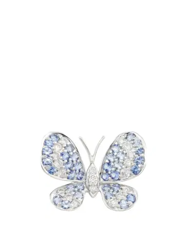 Mio Harutaka 18k White Gold Flower Single Earring With Diamond And Blue Sapphire | Thumbnail 1 Mio Harutaka 18k White Gold Flower Single Earring With Diamond And Blue Sapphire | Thumbnail 1