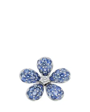 Mio Harutaka White Gold Blue Sapphire and Diamond Flower Earring, Single | Thumbnail 1