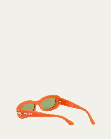 PUCCI Filigree Acetate Oval Sunglasses | Thumbnail 2