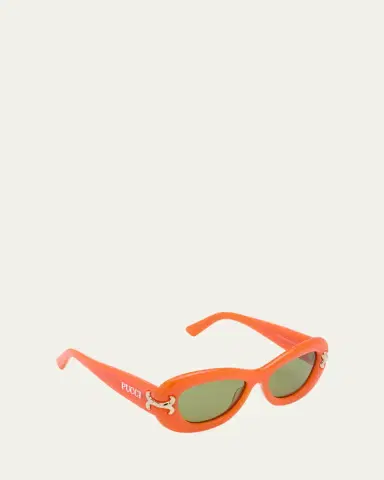 PUCCI Filigree Acetate Oval Sunglasses | Thumbnail 3