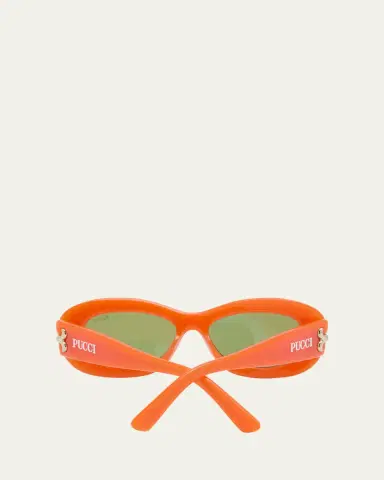 PUCCI Filigree Acetate Oval Sunglasses | Thumbnail 4