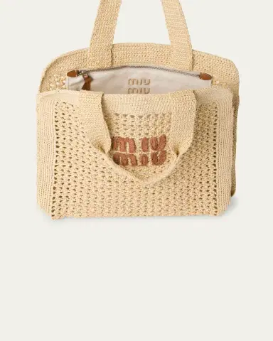 Miu Miu Crochet Logo Tote Bag | Thumbnail 7 Miu Miu Crochet Logo Tote Bag | Thumbnail 7