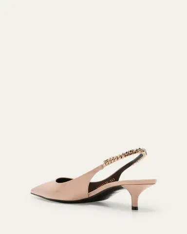Gucci Signoria Patent Logo Chain Kitten Pumps | Thumbnail 4