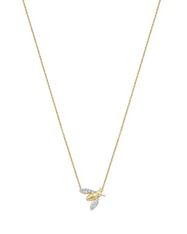 Sara Weinstock 18K Two-Tone Gold Queen Bee Diamond Petite Pendant Necklace, 16"L