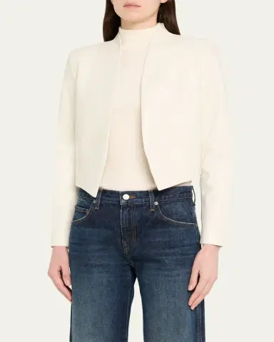 Alice + Olivia Harvey Draped Open-Front Leather Jacket | Thumbnail 4 Alice + Olivia Harvey Draped Open-Front Leather Jacket | Thumbnail 4