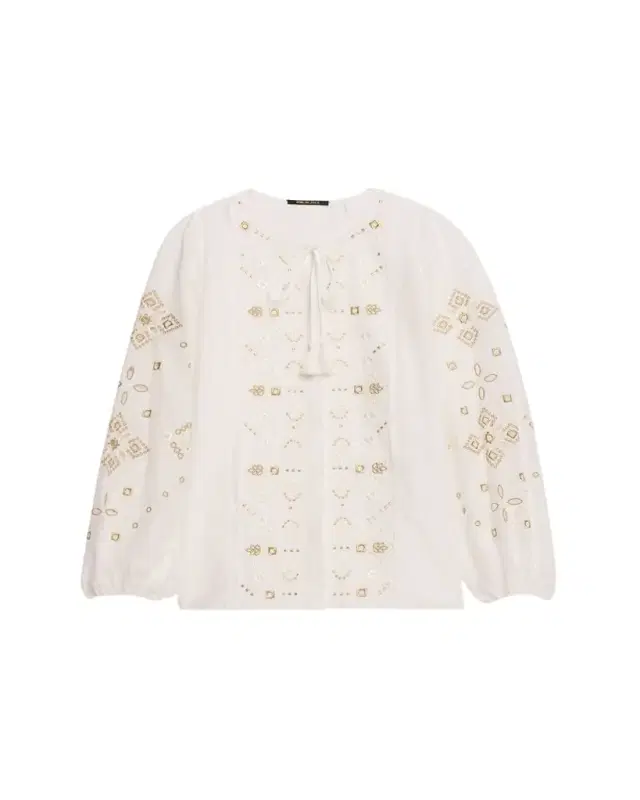 Bridgette Embroidered Blouson-Sleeve Blouse Bridgette Embroidered Blouson-Sleeve Blouse