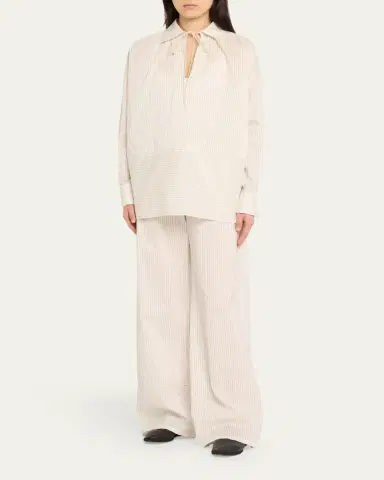 Max Mara Saletta Striped Tie-Neck Blouse | Thumbnail 2