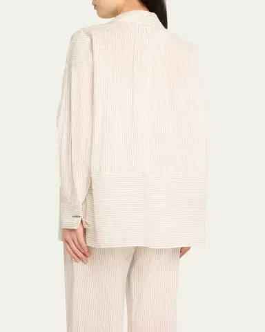 Max Mara Saletta Striped Tie-Neck Blouse | Thumbnail 3