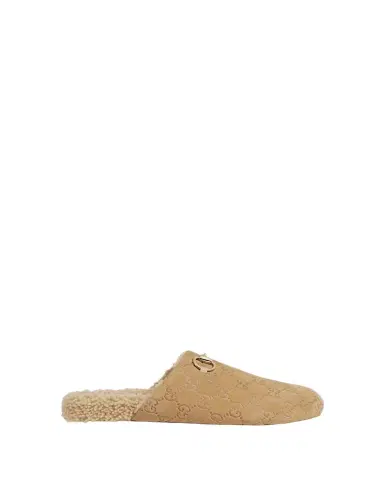 Gucci Horsebit GG Suede Shearling Mules | Thumbnail 1 Gucci Horsebit GG Suede Shearling Mules | Thumbnail 1