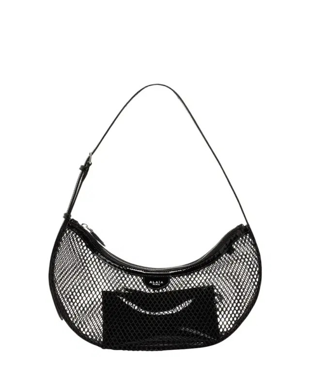 ALAIA One Piece Demi Perforated Shoulder Bag in Leather and Nylon