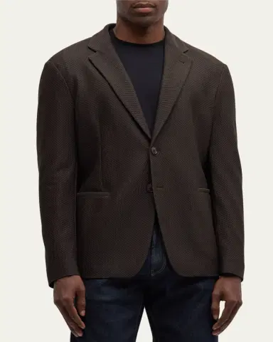 Giorgio Armani Men's Nylon Rice Stitch Two-Button Blazer | Thumbnail 4 Giorgio Armani Men's Nylon Rice Stitch Two-Button Blazer | Thumbnail 4