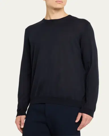 Giorgio Armani Men's Silk-Cotton Crew Sweater | Thumbnail 4 Giorgio Armani Men's Silk-Cotton Crew Sweater | Thumbnail 4