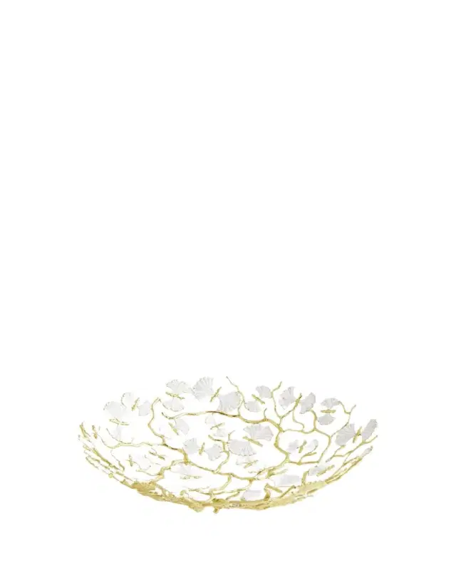 Michael Aram Butterfly Ginkgo White & Gold Centerpiece Bowl