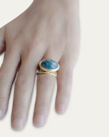 Haute Victoire One Of A Kind Hand Twisted Turquoise Ring, Size | Thumbnail 2