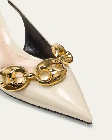 Gucci Marina Patent Chain Slingback Pumps | Thumbnail 5