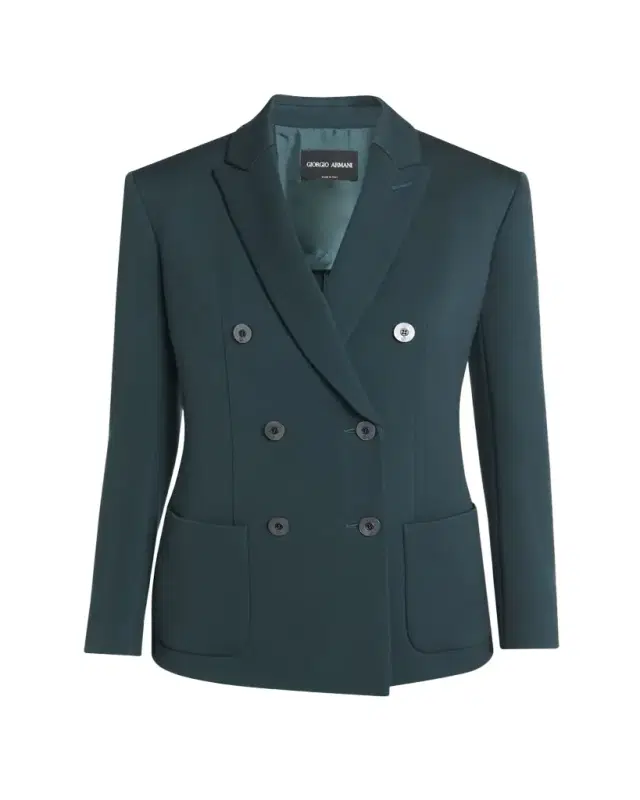 Giorgio Armani Double-Breasted Stretch Wool Blazer Jacket