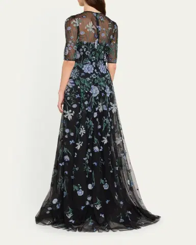 Rickie Freeman for Teri Jon Embroidered A-Line Tulle Gown | Thumbnail 3