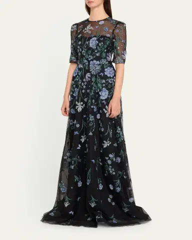 Rickie Freeman for Teri Jon Embroidered A-Line Tulle Gown | Thumbnail 4