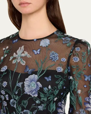 Rickie Freeman for Teri Jon Embroidered A-Line Tulle Gown | Thumbnail 5