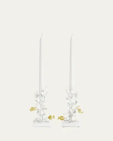 Michael Aram Pomegranate Silver & Gold Candleholders with 24K Goldplate, Set of 2 | Thumbnail 3