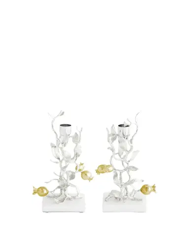 Michael Aram Pomegranate Silver & Gold Candleholders with 24K Goldplate, Set of 2 | Thumbnail 1