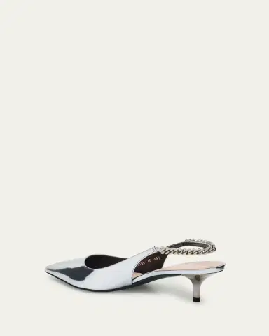 Gucci Signoria Metallic Leather Chain Slingback Pumps | Thumbnail 4