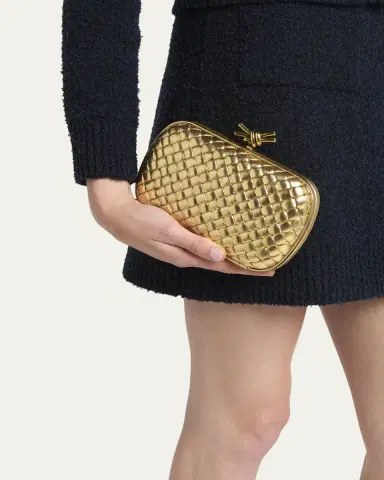 Bottega Veneta Knot Padded Metallic Leather Clutch Bag | Thumbnail 2