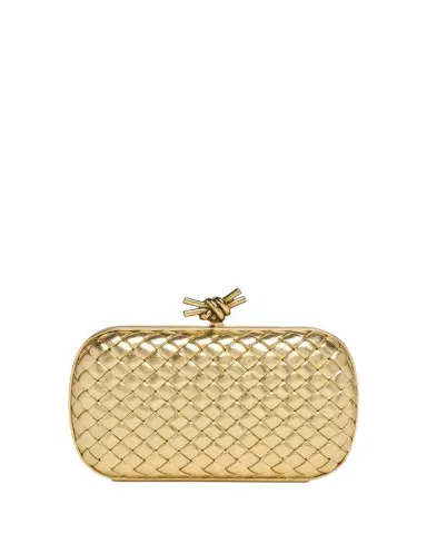 Bottega Veneta Knot Padded Metallic Leather Clutch Bag | Thumbnail 1