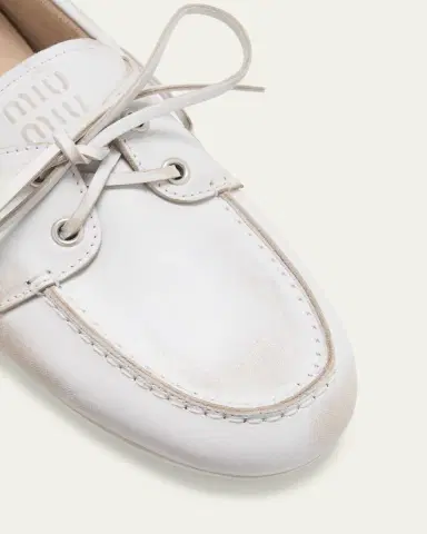 Miu Miu Leather Lace-Up Moccasins | Thumbnail 5