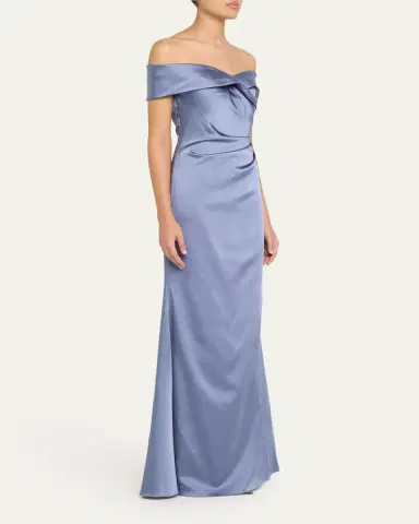 Rickie Freeman for Teri Jon Ruched Off-Shoulder Stretch Gown | Thumbnail 4 Rickie Freeman for Teri Jon Ruched Off-Shoulder Stretch Gown | Thumbnail 4
