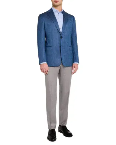 Giorgio Armani Men's Wool Flat-Front Trousers | Thumbnail 1 Giorgio Armani Men's Wool Flat-Front Trousers | Thumbnail 1